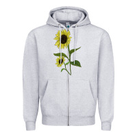 Heather Grey Buttercream Sunflower Zipper Hoodie - LillyAllenDesigns