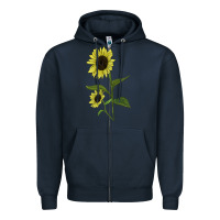 Navy Buttercream Sunflower Zipper Hoodie - LillyAllenDesigns
