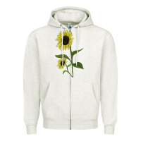 Oatmeal Heather Buttercream Sunflower Zipper Hoodie - LillyAllenDesigns