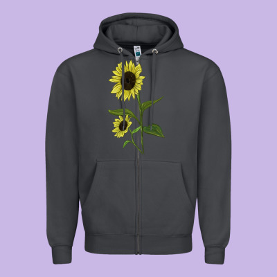 Buttercream Sunflower Zipper Hoodie Designed By Lillyallendesigns