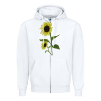White Buttercream Sunflower Zipper Hoodie - LillyAllenDesigns