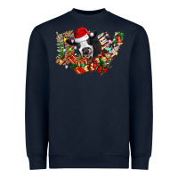 Navy Christmas Joy Cow Heavyweight Sweatshirt - CowhideDigitalArt