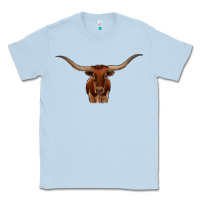 Dusty Blue texas longhorn illustration Classic Tee - CowhideDigitalArt