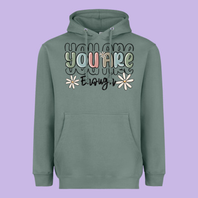 You Are Enough Heavyweight Hoodie Designed By Maliassmallbusiness