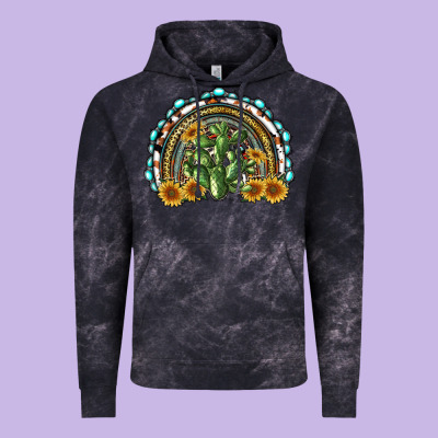 Western Rainbow With Cactus Vintage Hoodie Designed By Ranaportraitstore