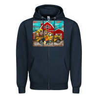 Navy western truck farm animals mousepad Zipper Hoodie - BarkalooDesign