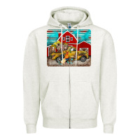 Oatmeal Heather western truck farm animals mousepad Zipper Hoodie - BarkalooDesign