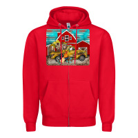 Red western truck farm animals mousepad Zipper Hoodie - BarkalooDesign