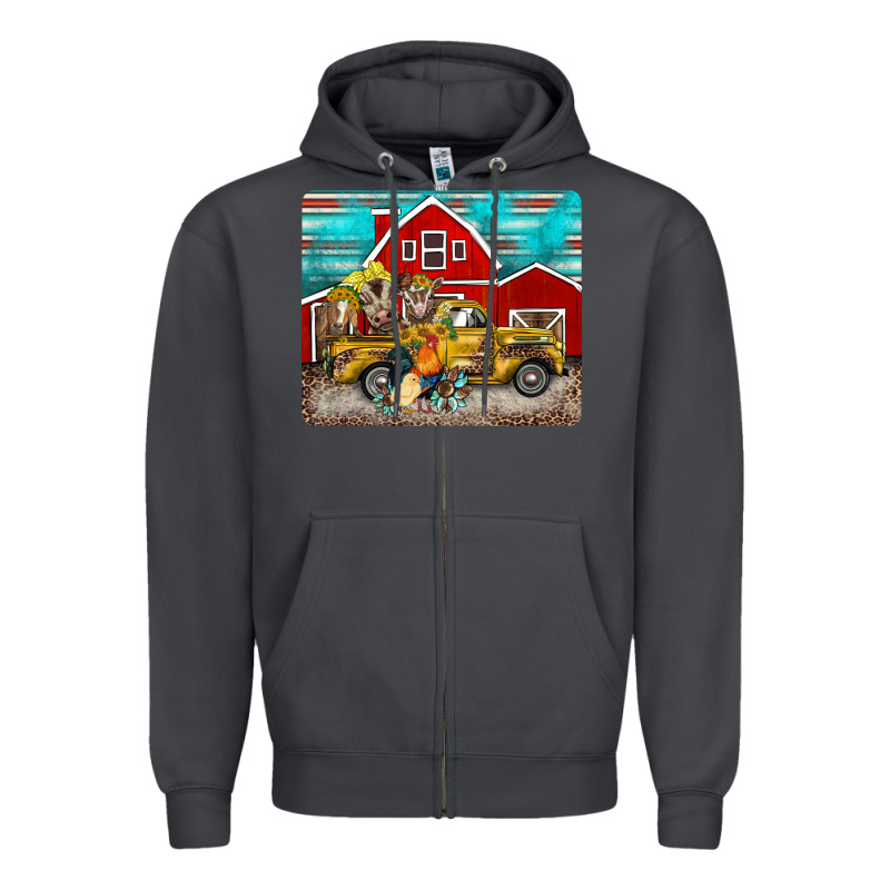 Western Truck Farm Animals Mousepad Zipper Hoodie by BarkalooDesign | Teevron