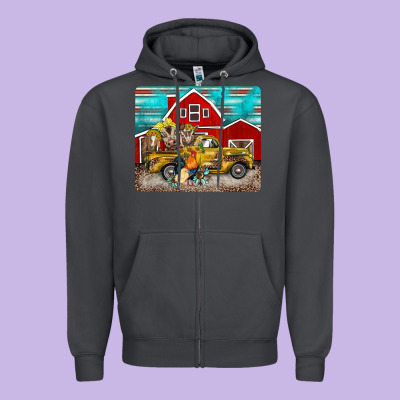 Western Truck Farm Animals Mousepad Zipper Hoodie Designed By Barkaloodesign