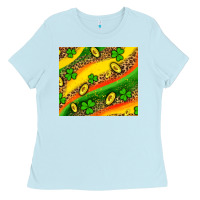 Baby Blue st patricks coin and shamrock Ladies Tee - AdoDesignShop
