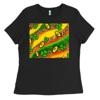 Black st patricks coin and shamrock Ladies Tee - AdoDesignShop