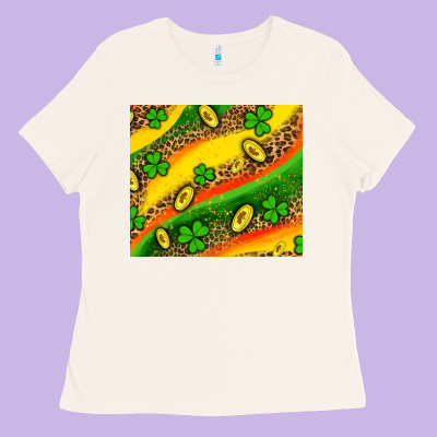 St Patricks Coin And Shamrock Ladies Tee Designed By Adodesignshop