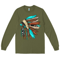 Army Green indian headdress Long Sleeve Tee - JahusDesignShop