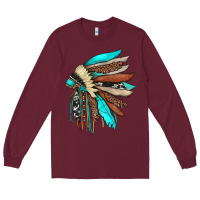 Burgundy indian headdress Long Sleeve Tee - JahusDesignShop
