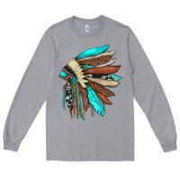 Heather Grey indian headdress Long Sleeve Tee - JahusDesignShop