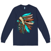 Navy indian headdress Long Sleeve Tee - JahusDesignShop