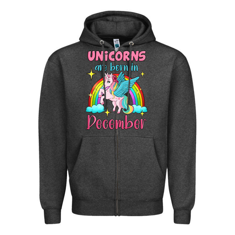 Unicorns Are Born In December Zipper Hoodie by Jasminsmagicworld | Teevron