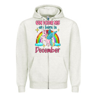 Oatmeal Heather unicorns are born in december Zipper Hoodie - Jasminsmagicworld