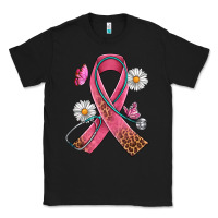 Black Cancer Ribbon Stethoscope Daisy Butterfly Classic Tee - Artiststas