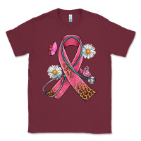 Burgundy Cancer Ribbon Stethoscope Daisy Butterfly Classic Tee - Artiststas