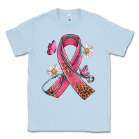 Dusty Blue Cancer Ribbon Stethoscope Daisy Butterfly Classic Tee - Artiststas