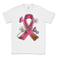 White Cancer Ribbon Stethoscope Daisy Butterfly Classic Tee - Artiststas