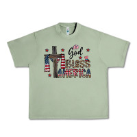 Oil Green god bless america Urban Heavy Tee - CowhideDigitalArt