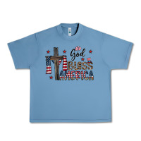 Pebble Blue god bless america Urban Heavy Tee - CowhideDigitalArt
