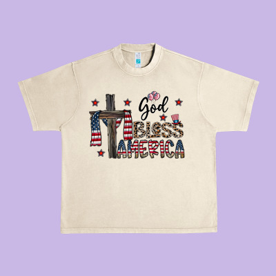 God Bless America Urban Heavy Tee Designed By Cowhidedigitalart
