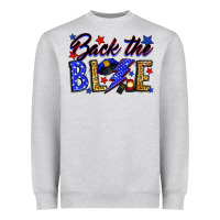 Heather Grey Back the blue with lightning bolt Heavyweight Sweatshirt - Neo Western
