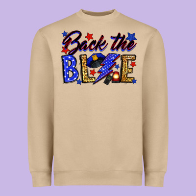 Back The Blue With Lightning Bolt Heavyweight Sweatshirt Designed By Neo Western
