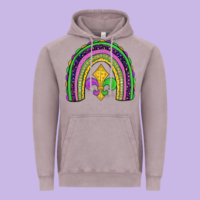 Mardi Gras Fleur De Lis Rainbow Vintage Hoodie Designed By Jahusdesignshop