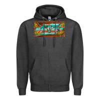 Charcoal Heather western howdy cowgirl leopard serape   license plate template Zipper Hoodie - BarkalooDesign