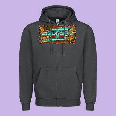 Western Howdy Cowgirl Leopard Serape   License Plate Template Zipper Hoodie Designed By Barkaloodesign