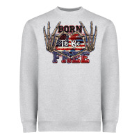 Heather Grey Born to be free 4th of July Heavyweight Sweatshirt - CowGirlArtShop