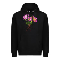 Black Bitterroot Flower Illustrations Premium Hoodie - LillyAllenDesigns