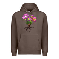 Coffee Bitterroot Flower Illustrations Premium Hoodie - LillyAllenDesigns