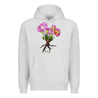 Dove Grey Bitterroot Flower Illustrations Premium Hoodie - LillyAllenDesigns