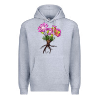 Heather Grey Bitterroot Flower Illustrations Premium Hoodie - LillyAllenDesigns