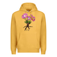 Mustard Bitterroot Flower Illustrations Premium Hoodie - LillyAllenDesigns