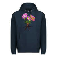 Navy Bitterroot Flower Illustrations Premium Hoodie - LillyAllenDesigns