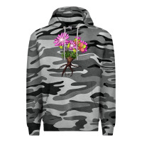 Slate Camo Bitterroot Flower Illustrations Premium Hoodie - LillyAllenDesigns