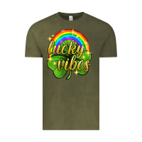 Vintage Olive Lucky vibes st. patricks day Vintage Tee - Neo Western