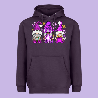 Purple Winter Gnomies Heavyweight Hoodie Designed By Nancycooperartshop
