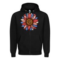 Black American Flag Sunflower Zipper Hoodie - LillyAllenDesigns