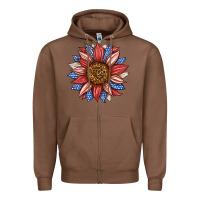 Chestnut American Flag Sunflower Zipper Hoodie - LillyAllenDesigns