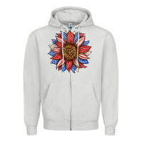 Dove Grey American Flag Sunflower Zipper Hoodie - LillyAllenDesigns