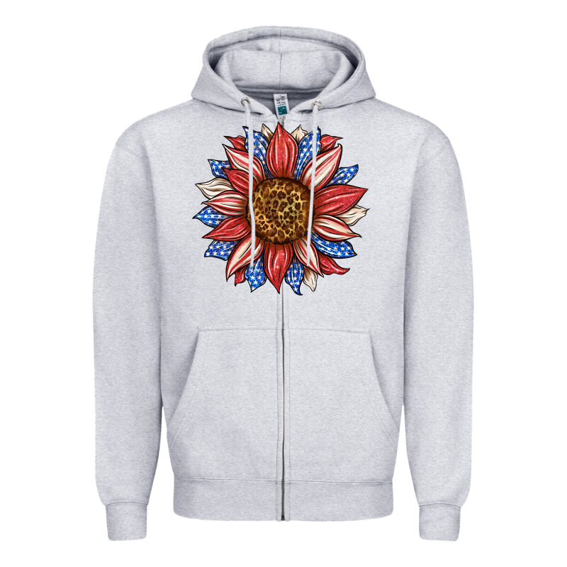 American Flag Sunflower Zipper Hoodie by LillyAllenDesigns | Teevron