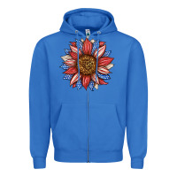 True Royal American Flag Sunflower Zipper Hoodie - LillyAllenDesigns